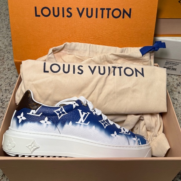 Brand new- Louis Vuitton Blue monogram canvas escale Time Out Sneakers (Woman’s - Picture 1 of 3